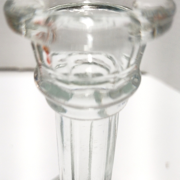 Set of 3 Clear Glass Taper Candle Holders – Elegant Hexagon Base Vintage Style - Picture 3 of 5